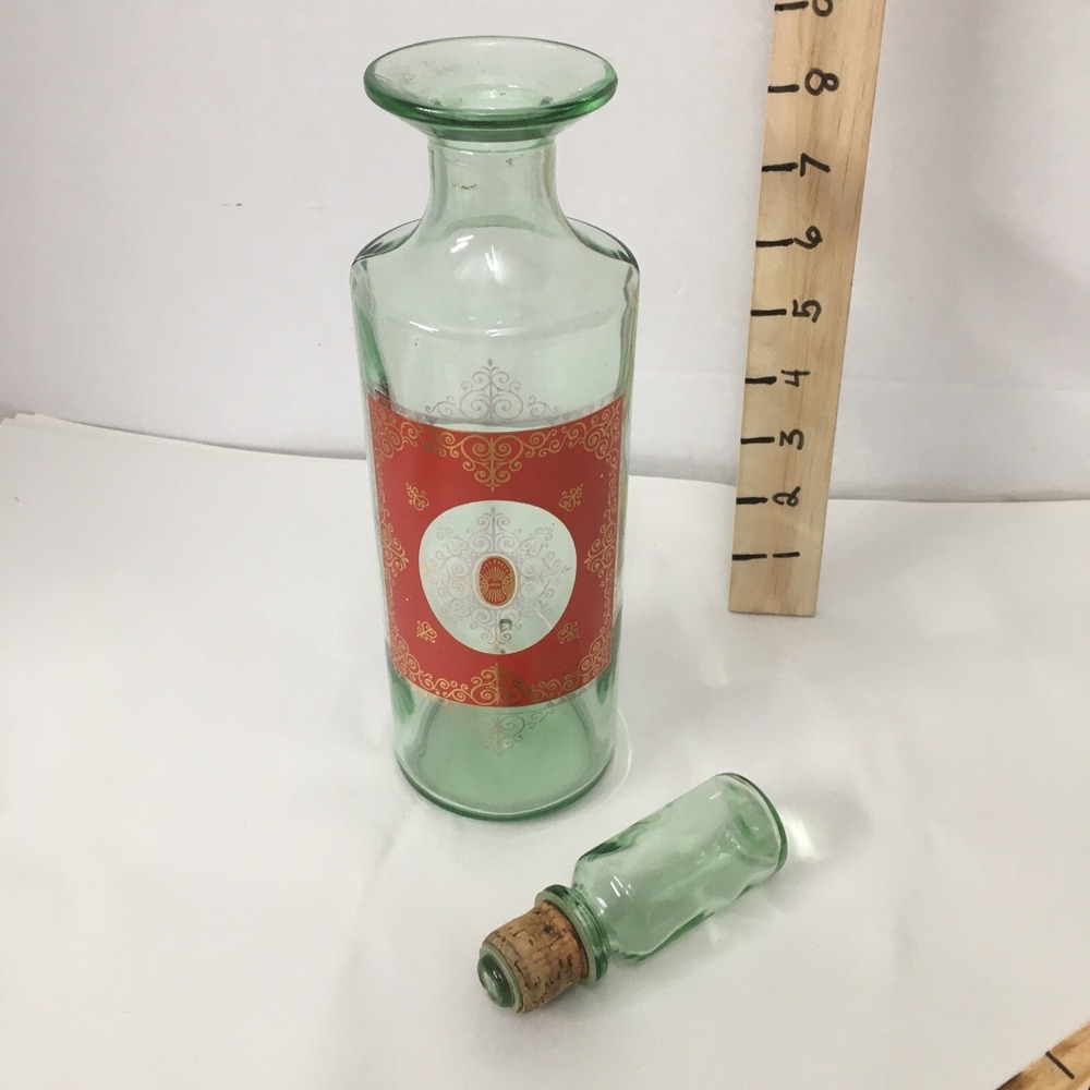 Vintage Glass Green Old Fitzgerald Decanter Bottle  1960's  Vintage